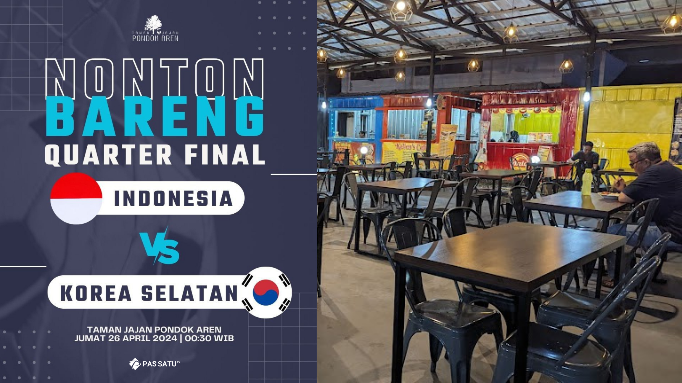 Nobar Timnas Indonesia vs Korea Selatan? di Taman Jajan Pondok Aren Aja !