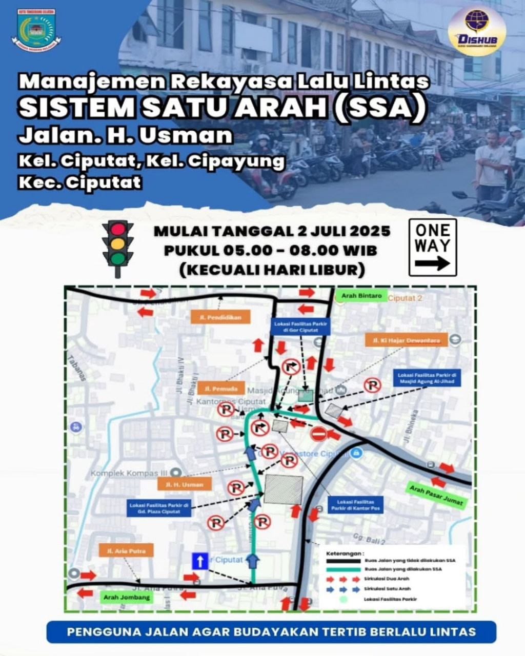 Urai Kemacetan, Dishub Tangsel Siap Uji Coba SSA Di Jalan H. Usman Ciputat Mulai 2 Juli 2025