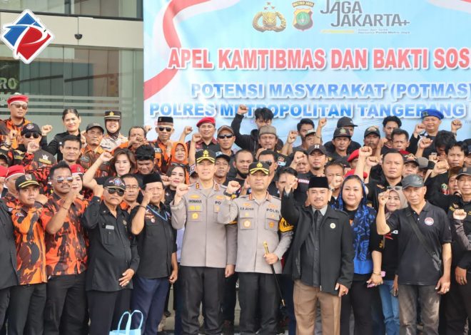 Ratusan Potensi Masyarakat Ikuti Apel Siaga POTMAS Polres Metro Tangerang Kota Dukung Jaga Jakarta+