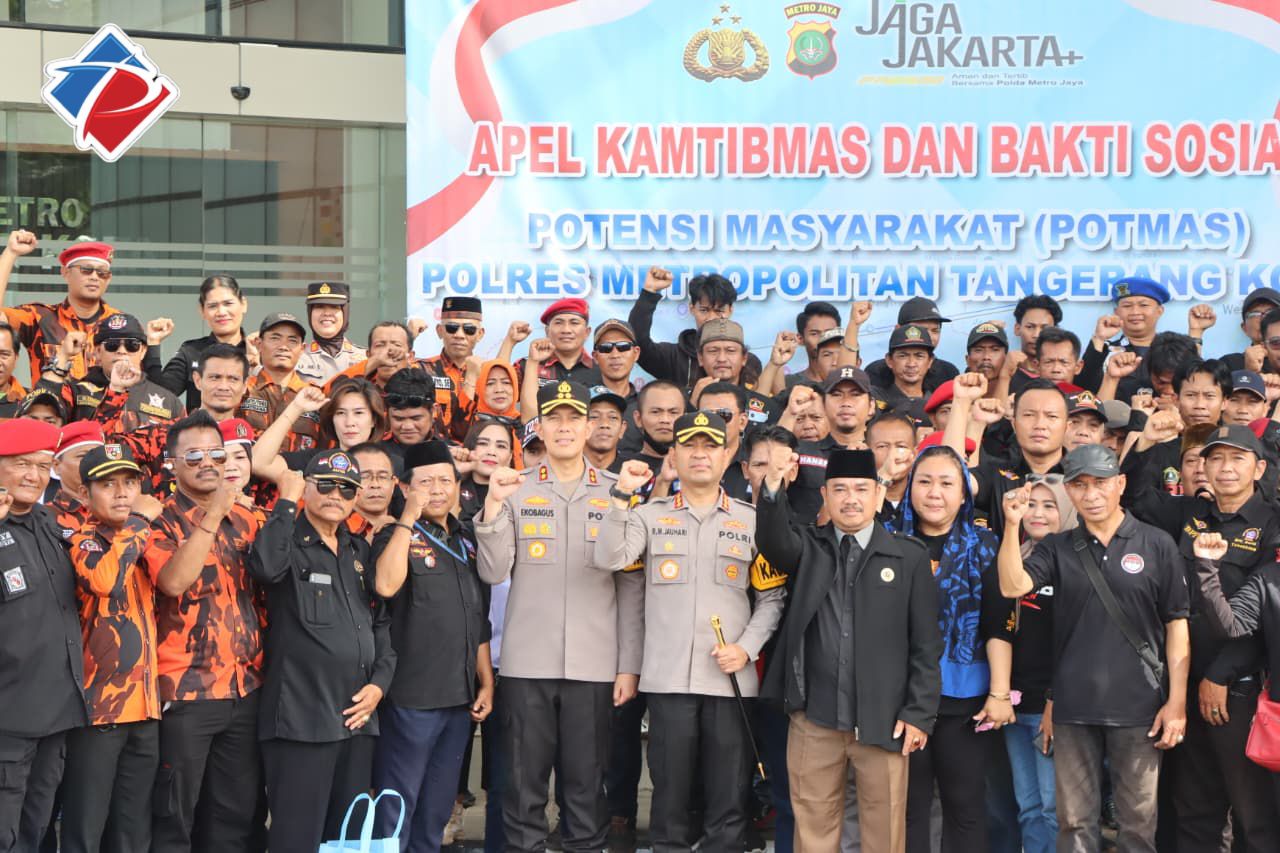 Ratusan Potensi Masyarakat Ikuti Apel Siaga POTMAS Polres Metro Tangerang Kota Dukung Jaga Jakarta+