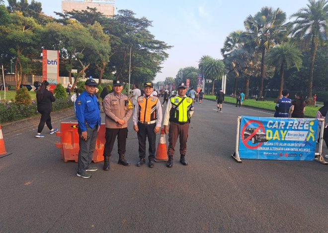 Pengamanan Kegiatan Car Free Day di Kelurahan Pondok Jaya Berjalan Aman dan Kondusif
