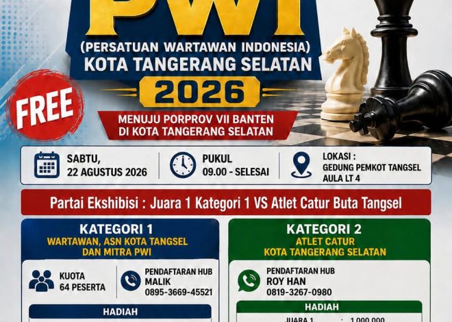 Menyambut Porprov 2026, PWI Tangsel dan Percasi Gelar Turnamen Catur